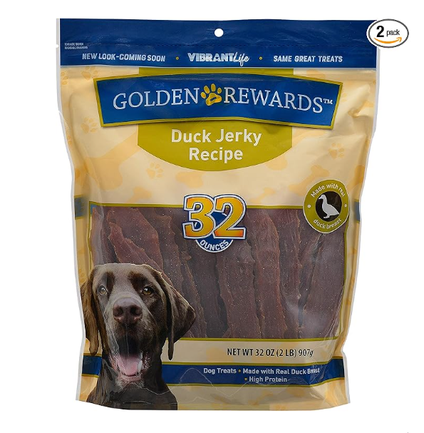 Alitaver Pack of 2 - Golden Rewards Duck Jerky Dog Treats, 32 oz