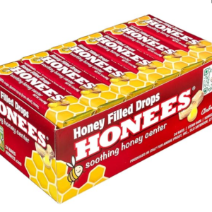 Honees Honey Filled Drops, Honey Cough Drops with Real Honey-Natural Sore Throat Relief-Nothing Artificial-Throat Coat Lozenges, Natural Cough Suppressant, Non-GMO (24 Pack – 216 Drops)