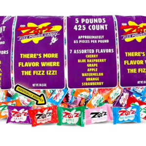 ZOTZ Fizzy Sour Candy Bulk - Retro Italian Hard Candy Individually Wrapped - Classic Nostalgic 7 Assorted Flavors Cherry, Watermelon, Strawberry, Blue Raspberry, Apple, Orange & Grape - 425 Pieces Bag for Party Favors, Goodie Bags, Piñata & Candy Buffet