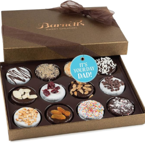 Barnetts Fathers Day Gift Basket, 12 Chocolate Covered Cookies Gourmet Candy Box Baskets for Dad, Men, Husband, Father, Grandfather, Son, Brother, Prime Food Delivery, Gifts for Him
