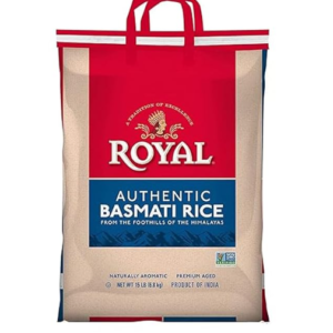 Royal Basmati Rice - Authentic Long Grain White Basmati Rice - 15 lb Bag - Perfect for Biryanis, Pilafs & Curries - Cook in Microwave or on Stove Top
