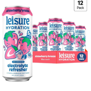 Leisure Hydration Electrolyte Refresher, Strawberry Breeze, 16 oz (12 pack)
